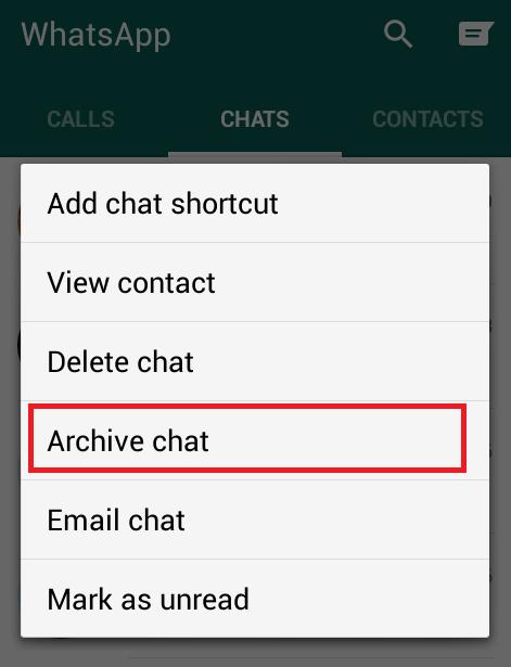 Как скрыть разговоры в WhatsApp - шаг 2