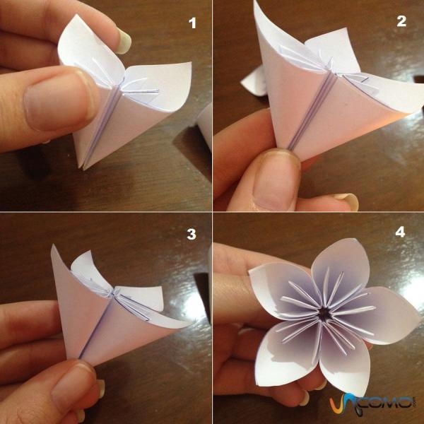 Как сделать оригами цветок из 5 лепестков - шаг 8